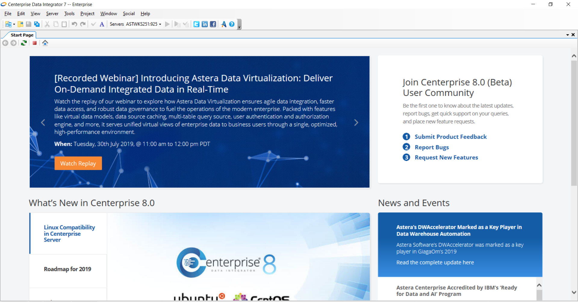 Screen shot of Astera Centerprise software.