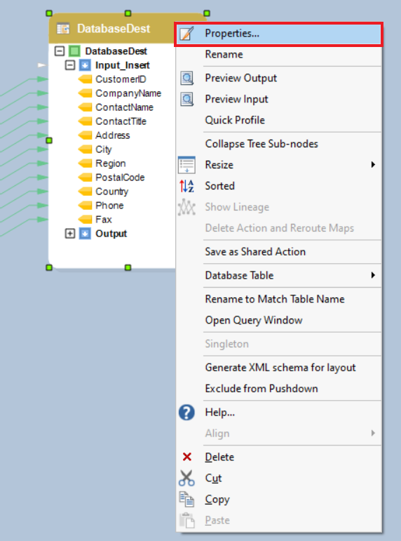 Configuring Destination Tables