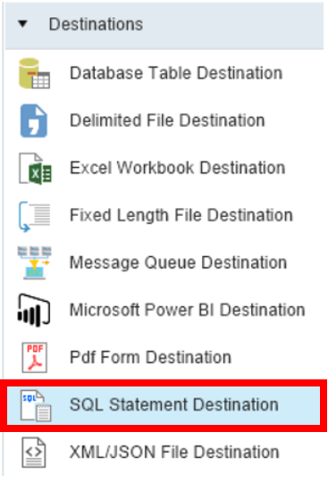 Configuring Destination Tables